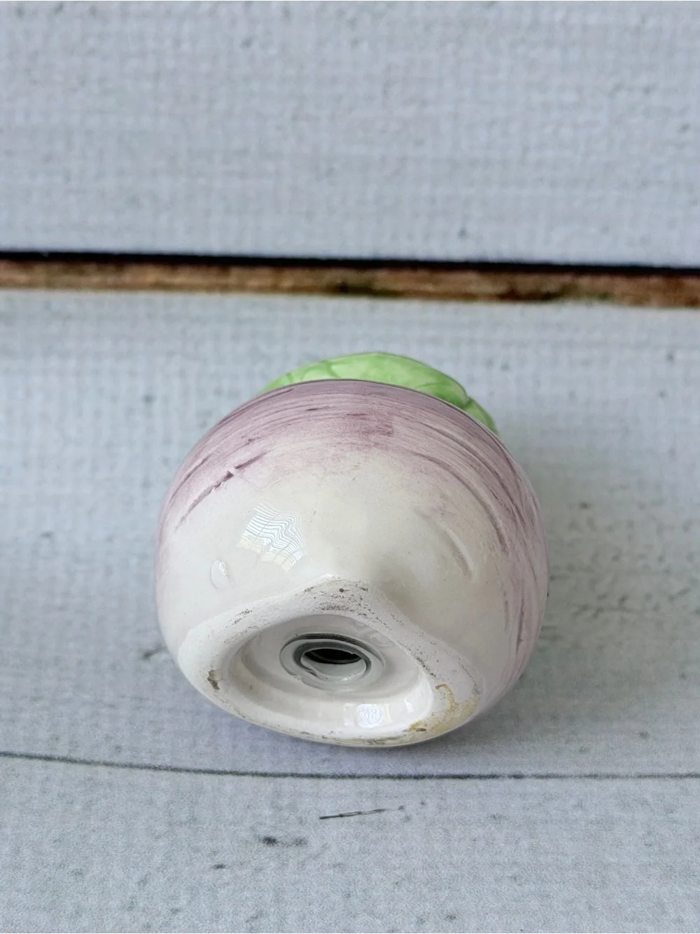 Ceramic Radish Salt and Pepper Shaker Set with Leaf Tray - Pink Green